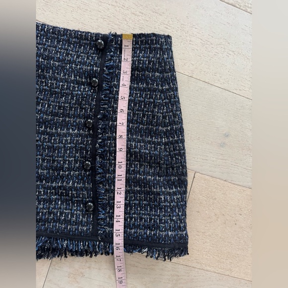Veronica Beard Mirabelle Tweed Button-Front Skirt Black, Navy Blue Silver Size 6 - Picture 11 of 11